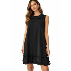 Myrtlewood Of California Modcloth Black Fringe Sleeveless Shift Dress Size Large